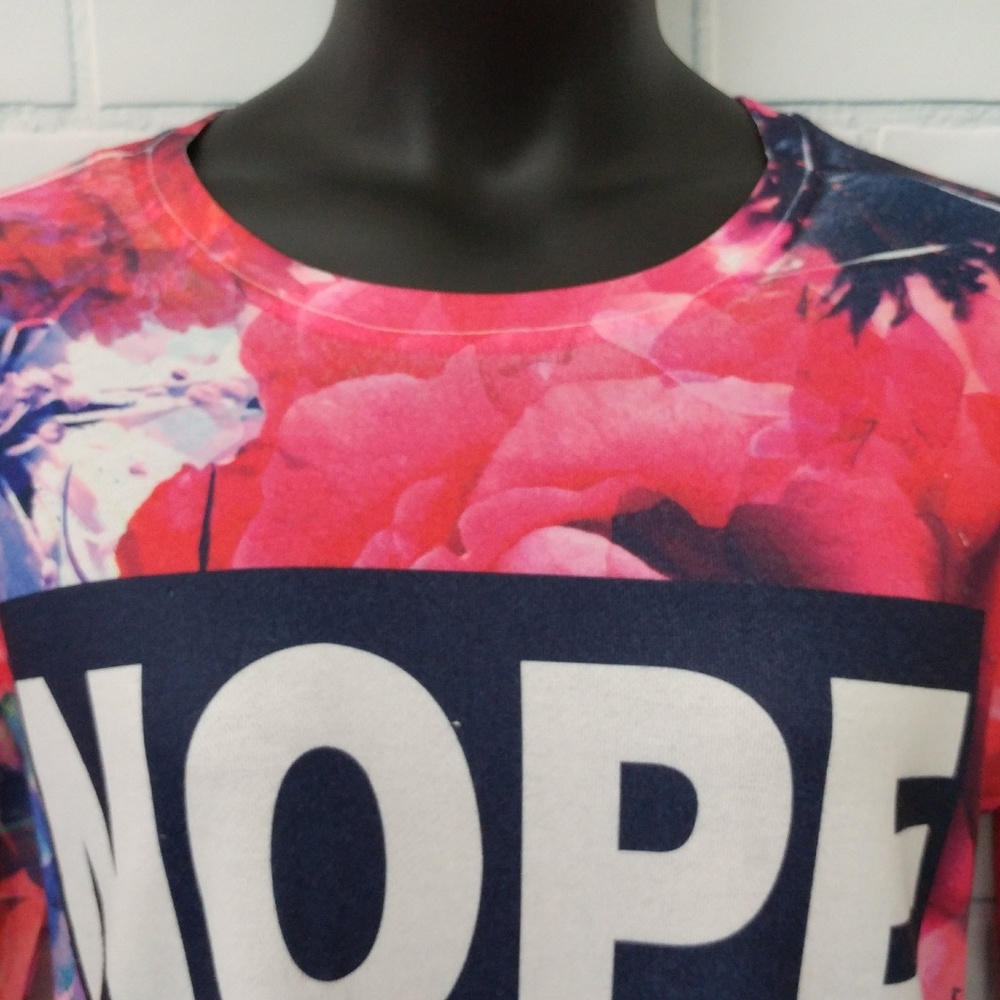 SOLD ~ Forever 21 NOPE Floral Shirt - Size 1X - Picture 2 of 6